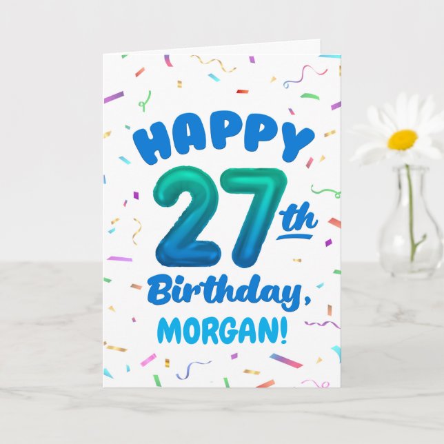 Carte Happy 27th Birthday Card with Custom Name (Petite plante)