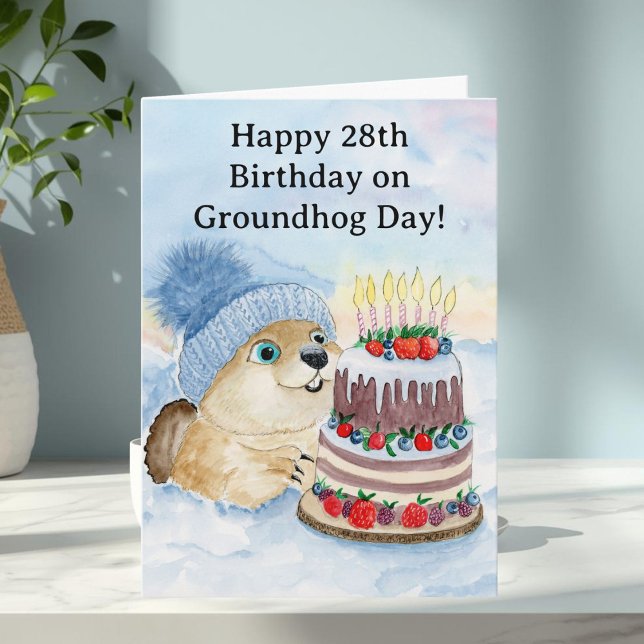 Carte  Happy 28th Groundhog Day Birthday  (Créateur téléchargé)