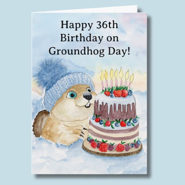 Carte  Happy 36th Groundhog Day Birthday  (Créateur téléchargé)