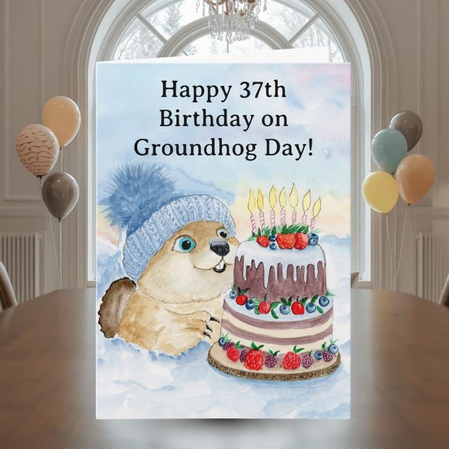 Carte  Happy 37th Groundhog Day Birthday  (Créateur téléchargé)