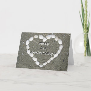 Carte Happy 3rd Anniversary Seashell heart greeting card