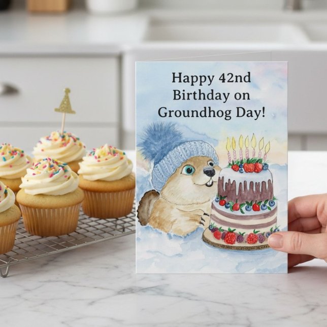 Carte  Happy 42nd Groundhog Day Birthday  (Créateur téléchargé)