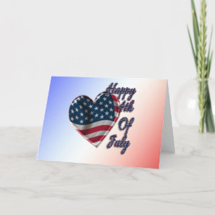 Carte Happy 4 juillet USA Flag Heart