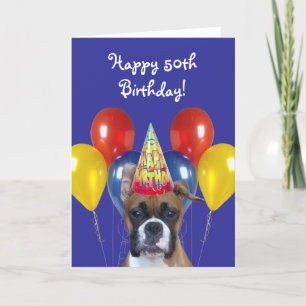 Carte Happy 50th Birthday Boxer Dog greeting card