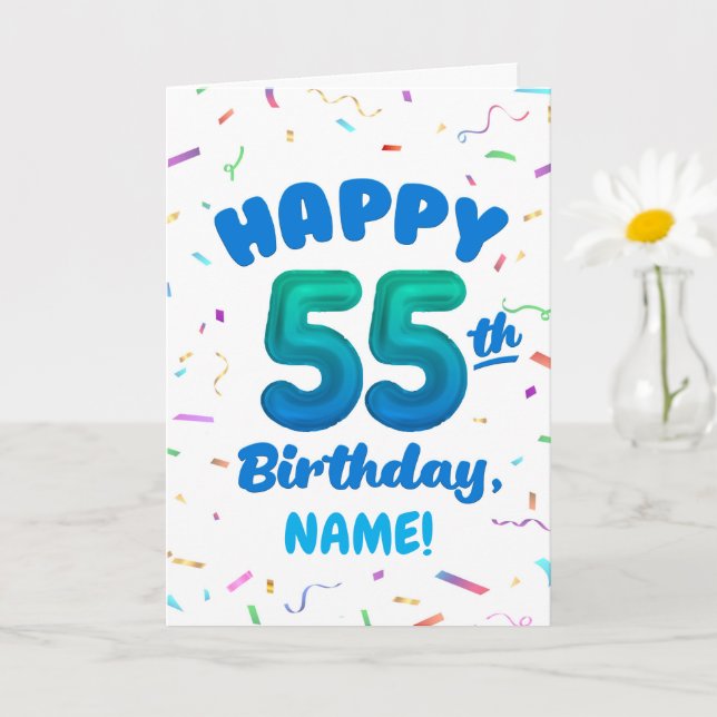 Carte Happy 55th Birthday Card with Custom Name (Petite plante)