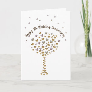 Carte Happy 5th Wedding Anniversary, wood heart tree