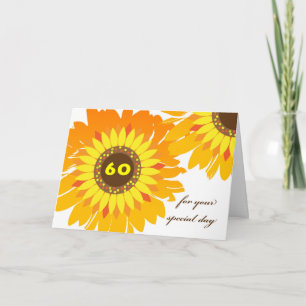 Carte Happy 60th Birthday, Sunflowers Design