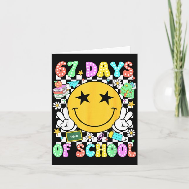 Carte Happy 67th Day Of School Vibes Smile Face 67 Days  (Devant)