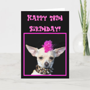 Carte Happy 70th Birthday Chihuahua Punk greeting card