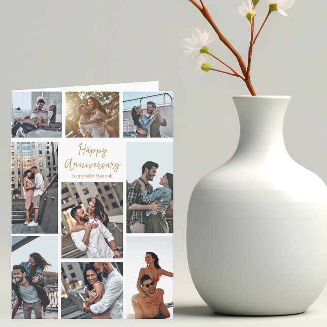 Carte Happy Anniversaire Photo Collage Romantique Modern (Créateur téléchargé)