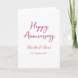 Carte  Happy anniversary add name pink bold name date si