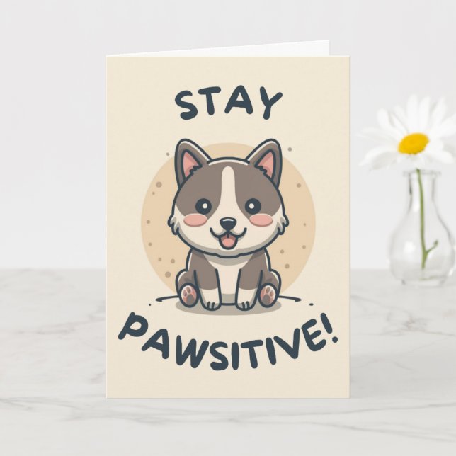 Carte Happy Anniversary Cute Funny Simple Dog Card (Petite plante)