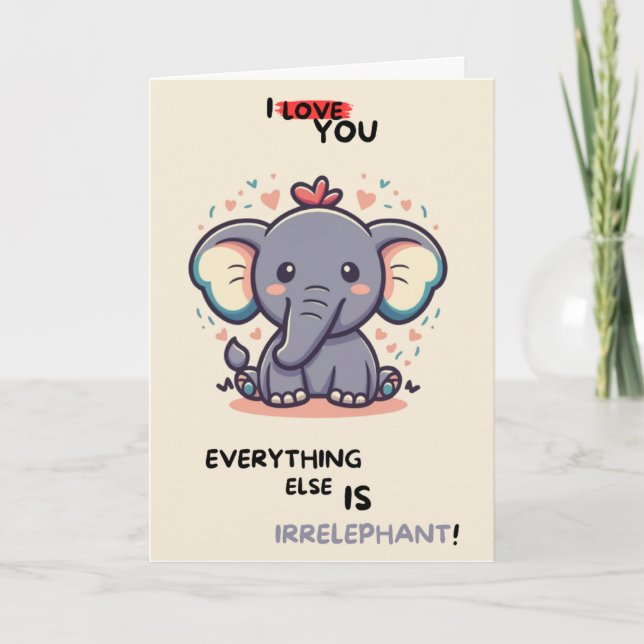 Carte Happy Anniversary Cute Funny Simple Elephant Card (Devant)