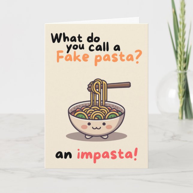 Carte Happy Anniversary Cute Funny Simple Pasta Card (Devant)