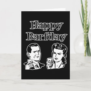 Carte Happy Barfday Retro Man & Woman B&W