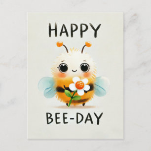 Carte Happy Bee Day - Bee mignonne avec Flower