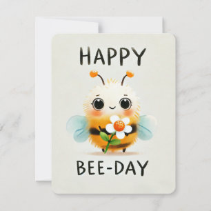 Carte Happy Bee Day - Bee mignonne avec Flower