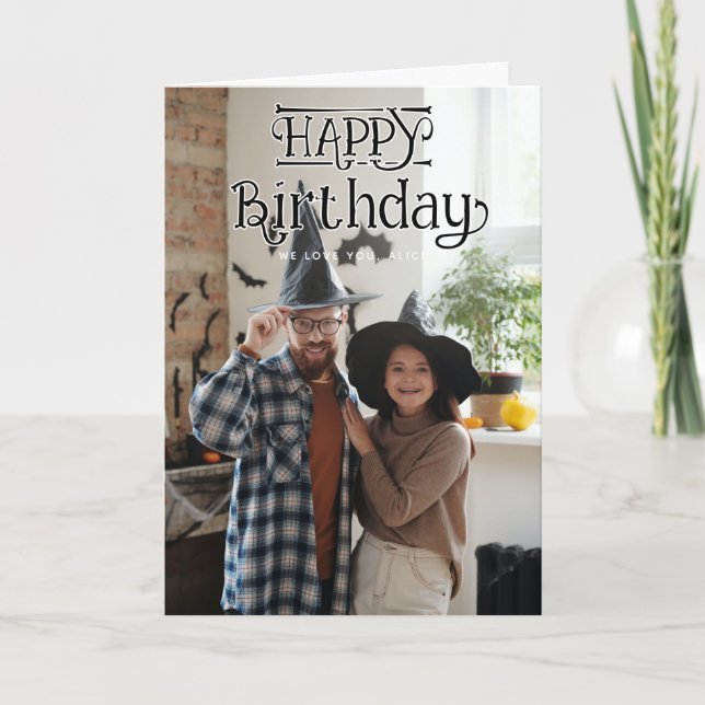 Carte Happy Birthday 3 Photo Folded Greeting Card (Devant)