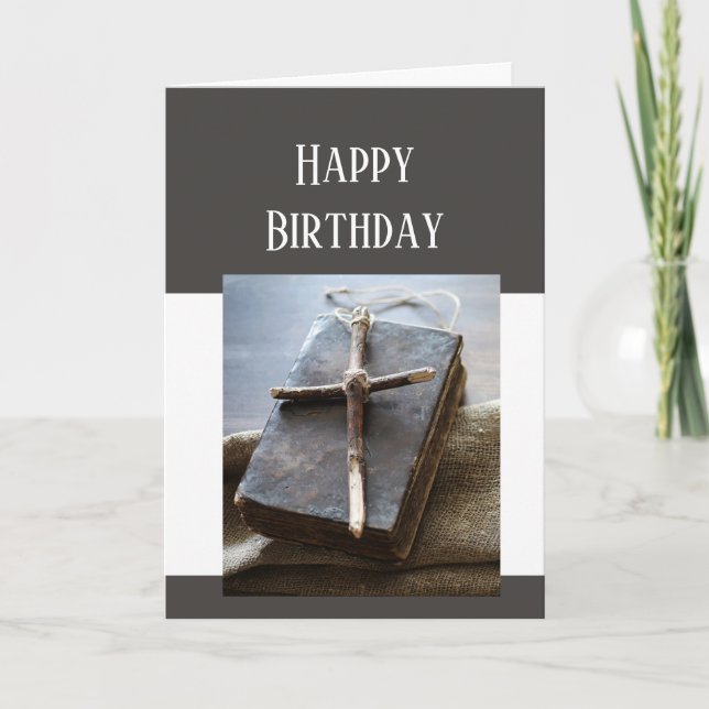 Carte Happy Birthday Bible Cross Love Respect  Card (Devant)