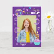 Happy Birthday Colorful Bubbles Bunting Purple