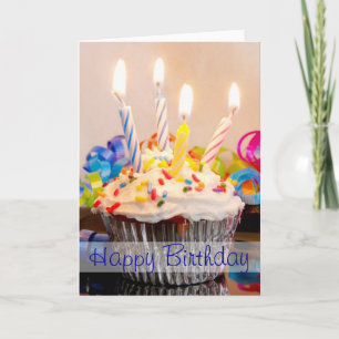 Carte Happy Birthday Cupcake with Candles