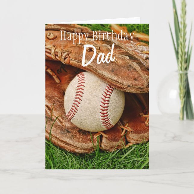 Carte Happy Birthday Dad Baseball with Mitt (Devant)