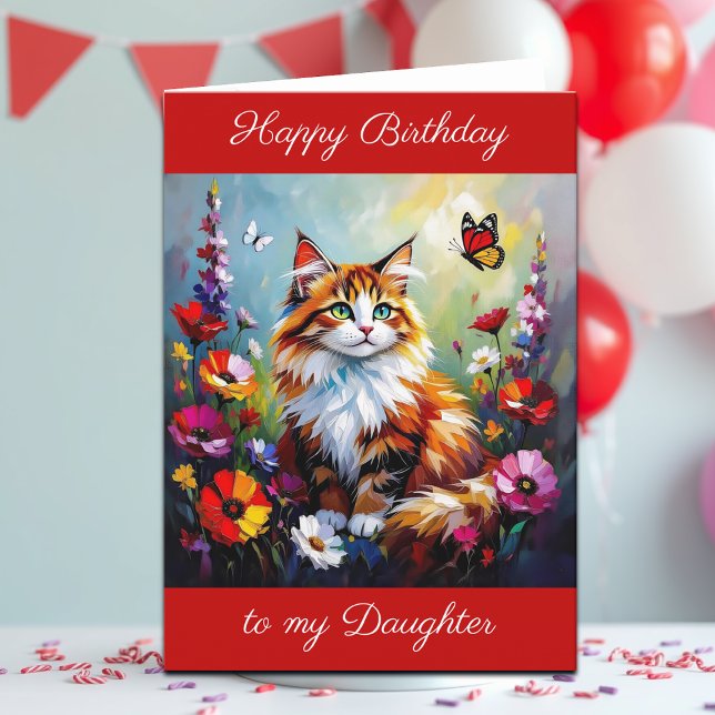 Carte  Happy Birthday Daughter | Cute Cat   (Créateur téléchargé)