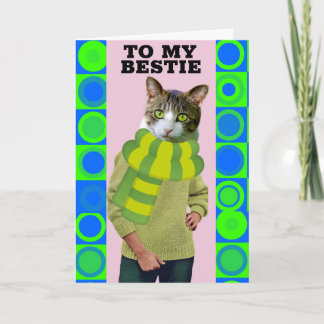 CARTE HAPPY BIRTHDAY FRIEND FUNNY CAT GREETING CARD