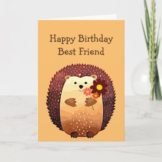 Carte Happy Birthday Friend Hedgehog Hug, Hedgehug (Devant)