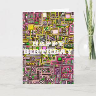 Carte Happy Birthday Geometric shapes pop art punk