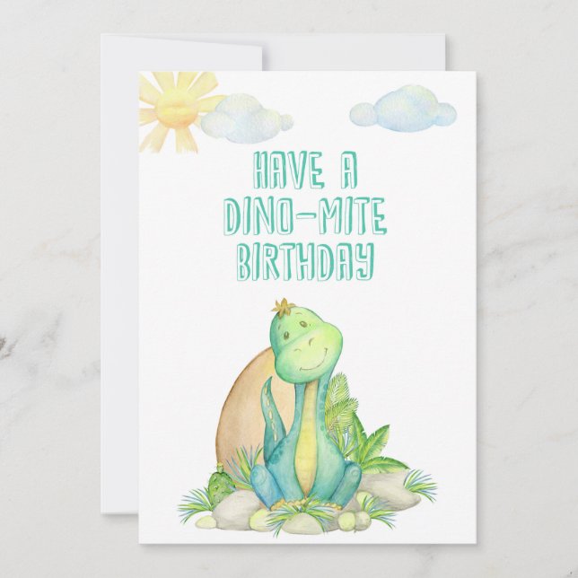 Carte Happy Birthday Greeting Card with Dino for Kids (Devant)
