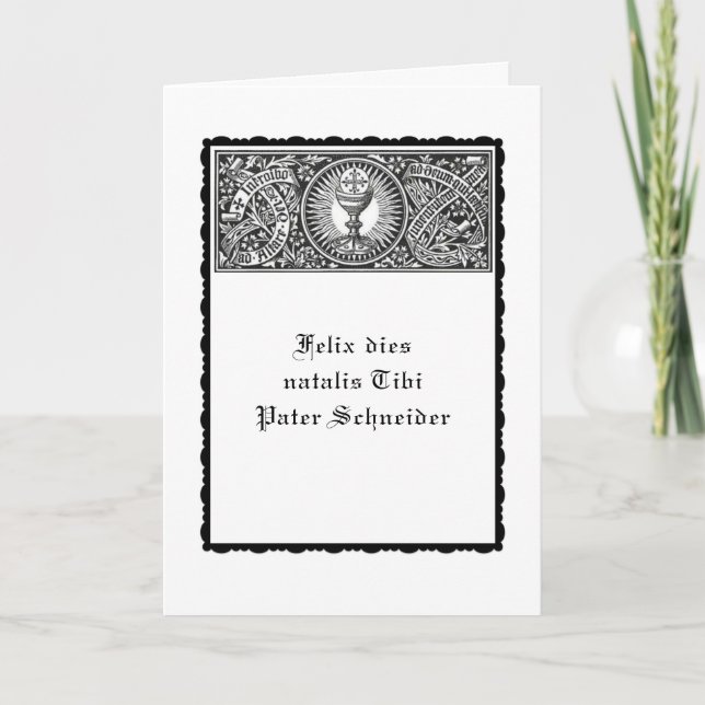 Carte Happy Birthday in Latin for Catholic Priest (Devant)