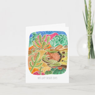 Carte Happy Birthday Lazy Lizard Desert Landscape Card
