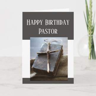 Carte Happy Birthday Pastor Bible Cross Love Respect