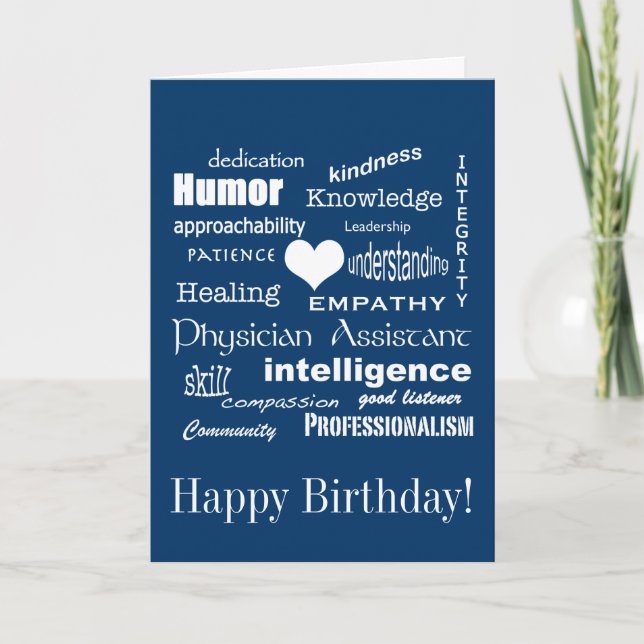 Carte Happy Birthday/Physician Assistant Attributes/Blue (Devant)