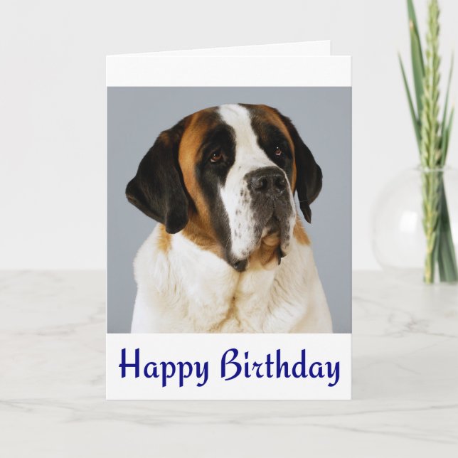 Carte Happy Birthday Saint Bernard Puppy Dog Card (Devant)