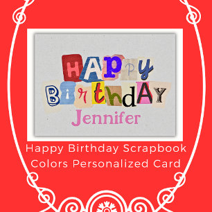 Carte Happy Birthday Scrapbook Colors Nom personnalisé