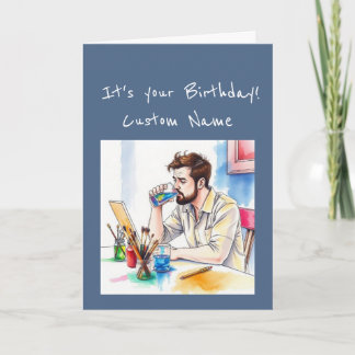 Carte Happy Birthday  Special Watercolor Artist Humor