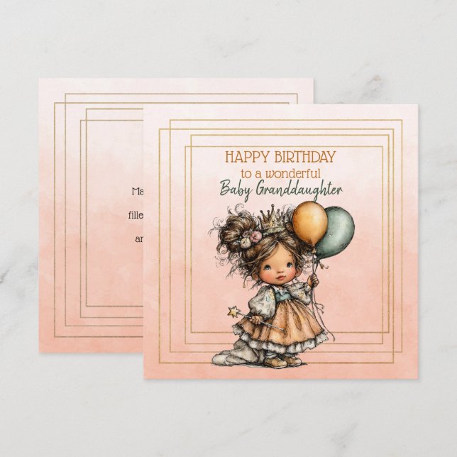 Carte Happy Birthday To A Wonderful Baby Granddaughter (Devant / Derrière)