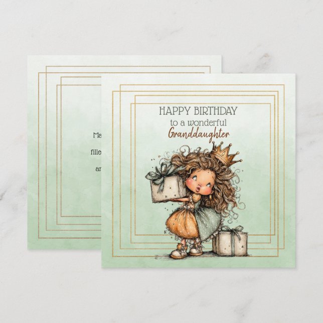 Carte Happy Birthday To A Wonderful Granddaughter (Devant / Derrière)