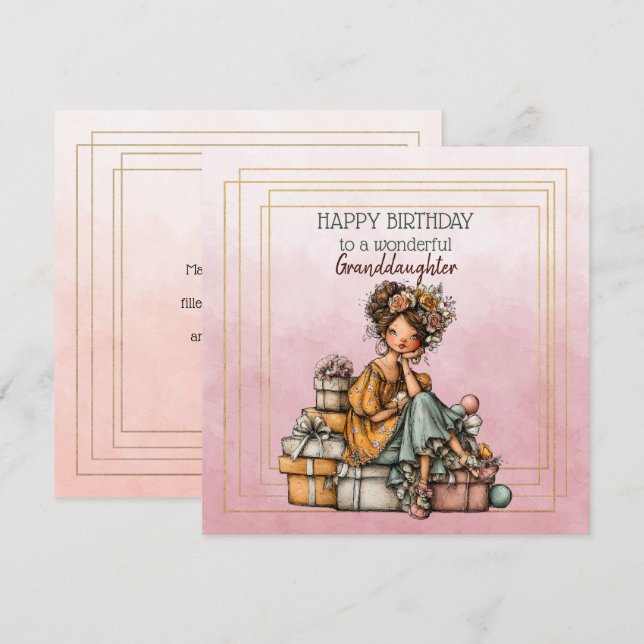 Carte Happy Birthday To A Wonderful Granddaughter (Devant / Derrière)