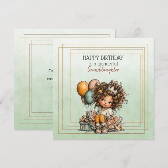 Carte Happy Birthday To A Wonderful Granddaughter (Devant / Derrière)