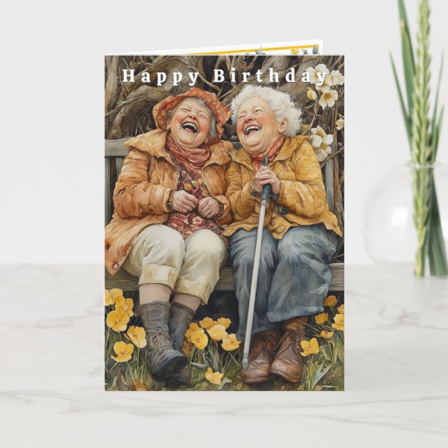 Carte Happy Birthday Two Funny Laughing Ladies  (Devant)