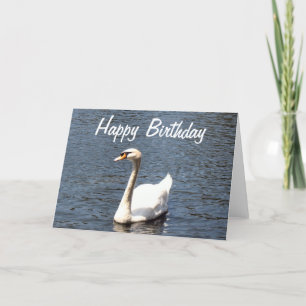 Carte Happy Birthday white swan