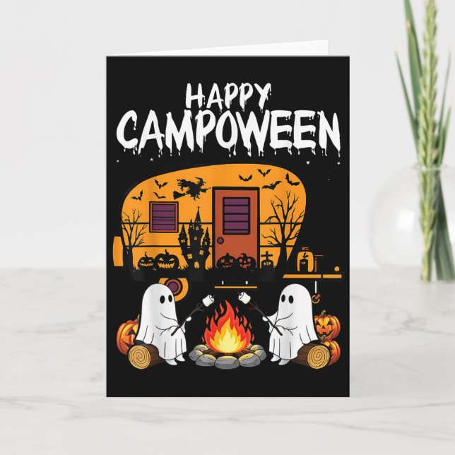Carte Happy Camp-o-ween Halloween Camping Ghosts And Cam (Devant)
