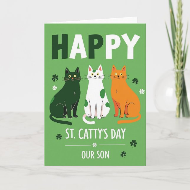Carte Happy Cat St Cattys Day Son Card (Devant)