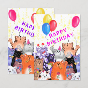 Carte Happy Cats Party Funny Birthday Card