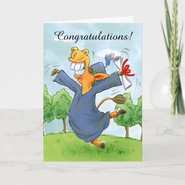 Carte Happy cheval casquette graduation personnalisable  (Devant)