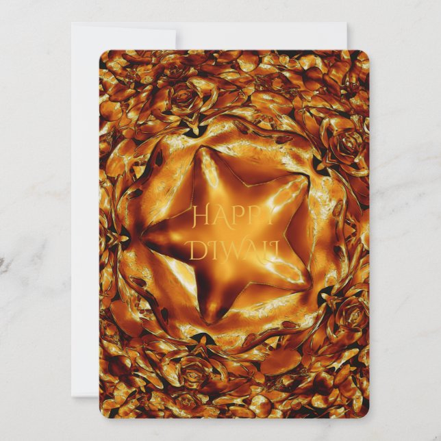 Carte Happy Diwali Brown Gold Copper Élégante étoile (Devant)