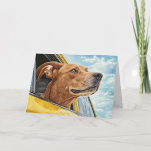 Carte Happy Dog in Yellow Car Art Print